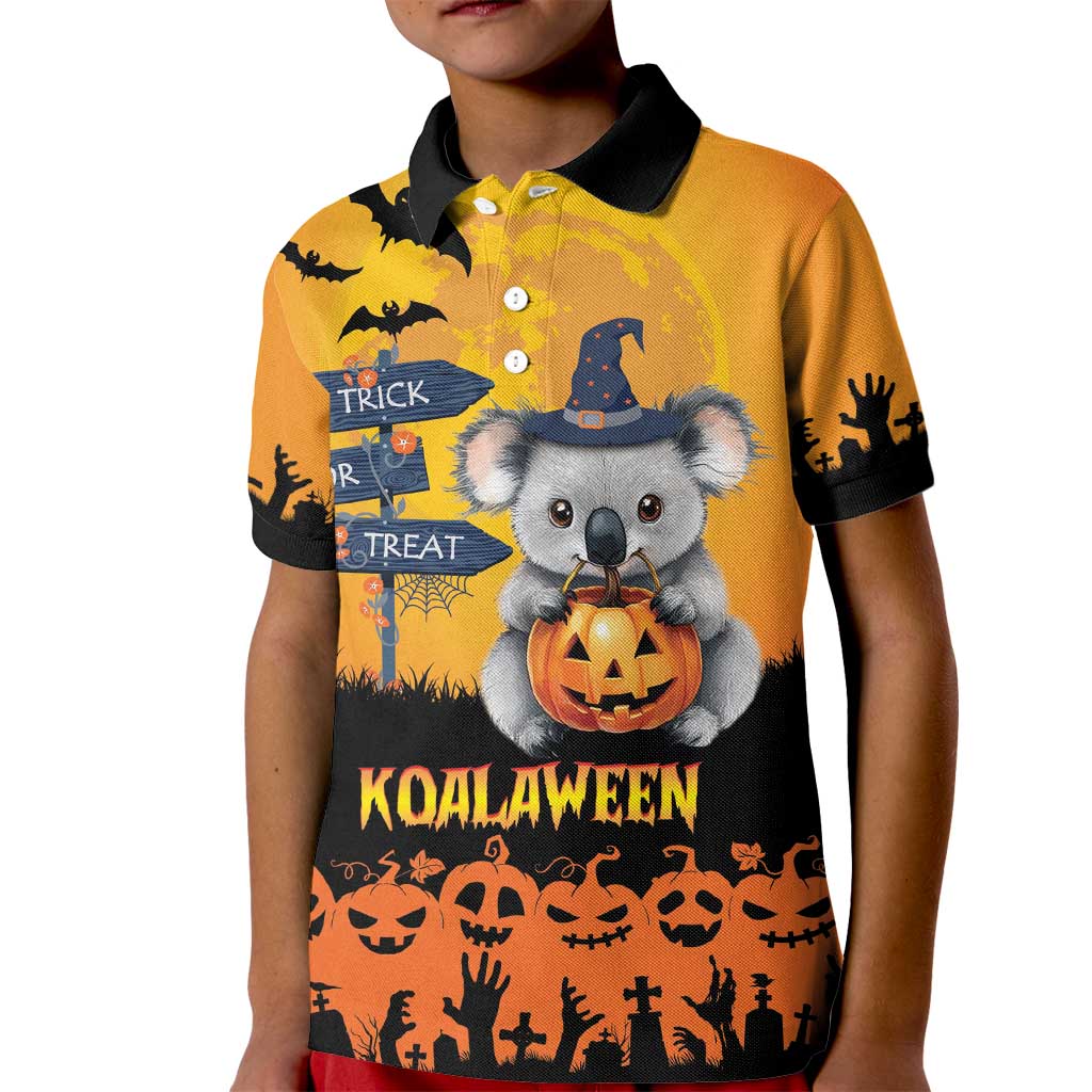Happy Koalaween Kid Polo Shirt Koala Ghost Trick or Treat