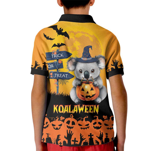 Happy Koalaween Kid Polo Shirt Koala Ghost Trick or Treat
