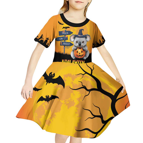 Happy Koalaween Kid Short Sleeve Dress Koala Ghost Trick or Treat