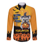 Happy Koalaween Long Sleeve Button Shirt Koala Ghost Trick or Treat
