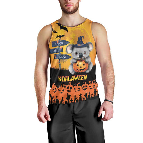 Happy Koalaween Men Tank Top Koala Ghost Trick or Treat
