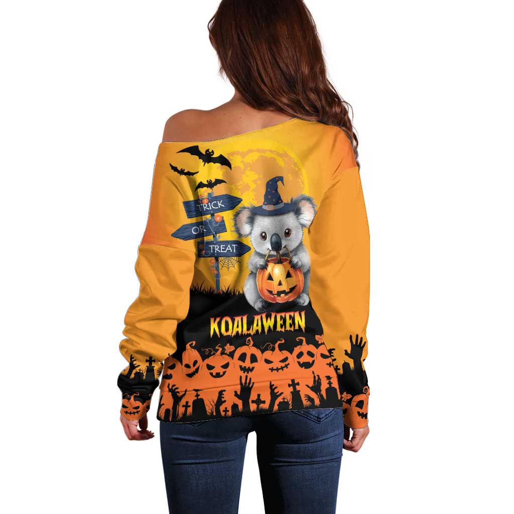 Happy Koalaween Off Shoulder Sweater Koala Ghost Trick or Treat