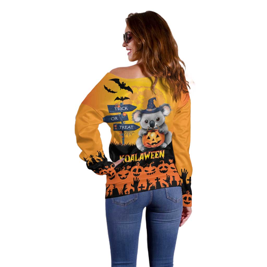 Happy Koalaween Off Shoulder Sweater Koala Ghost Trick or Treat