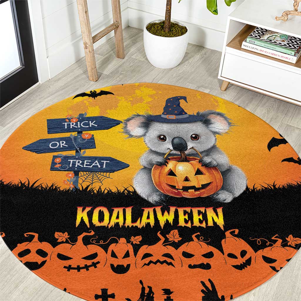 Happy Koalaween Round Carpet Koala Ghost Trick or Treat