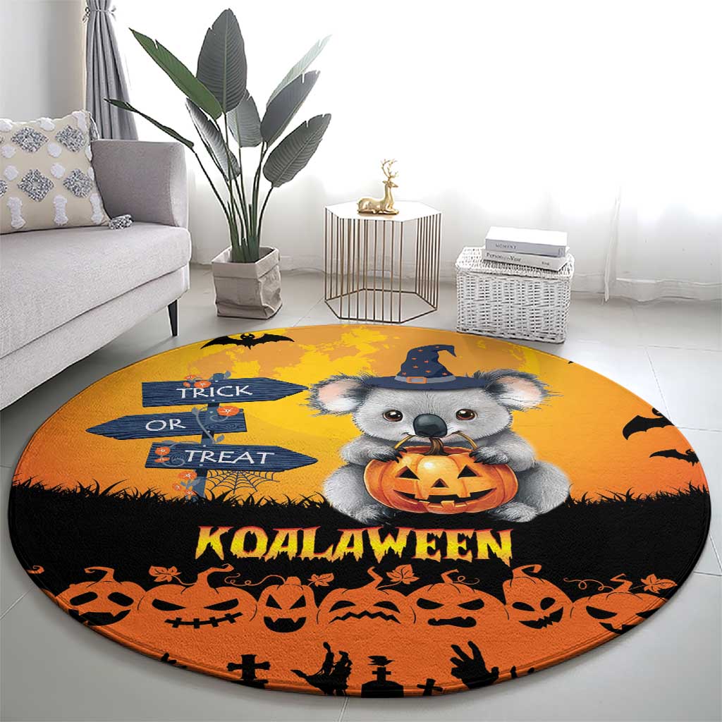 Happy Koalaween Round Carpet Koala Ghost Trick or Treat