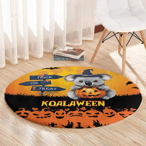 Happy Koalaween Round Carpet Koala Ghost Trick or Treat