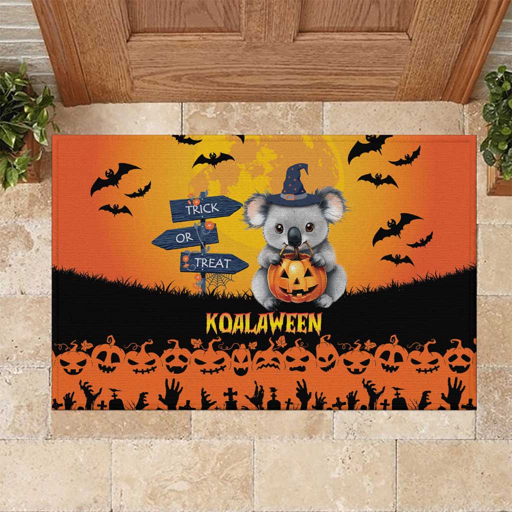 Happy Koalaween Rubber Doormat Koala Ghost Trick or Treat