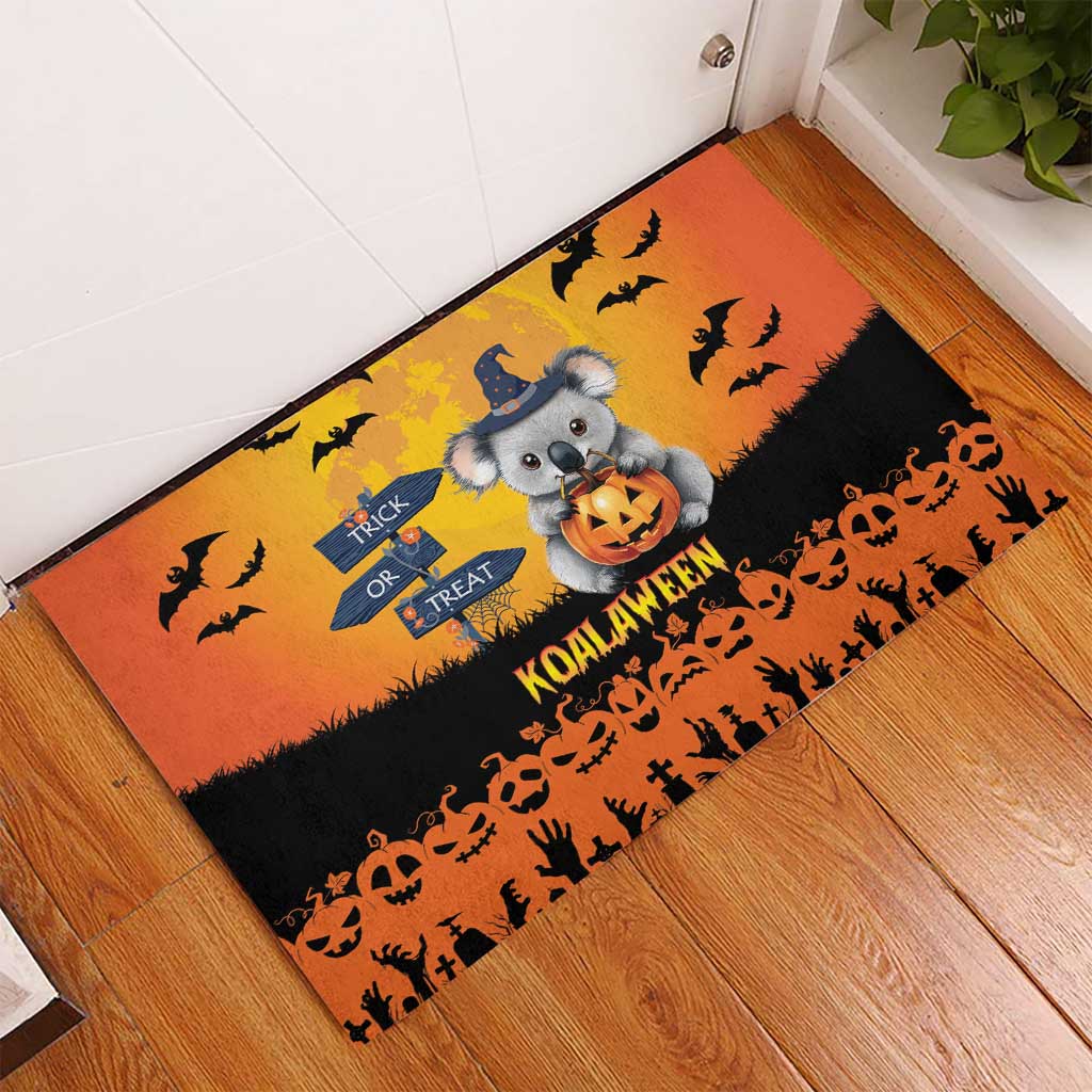 Happy Koalaween Rubber Doormat Koala Ghost Trick or Treat