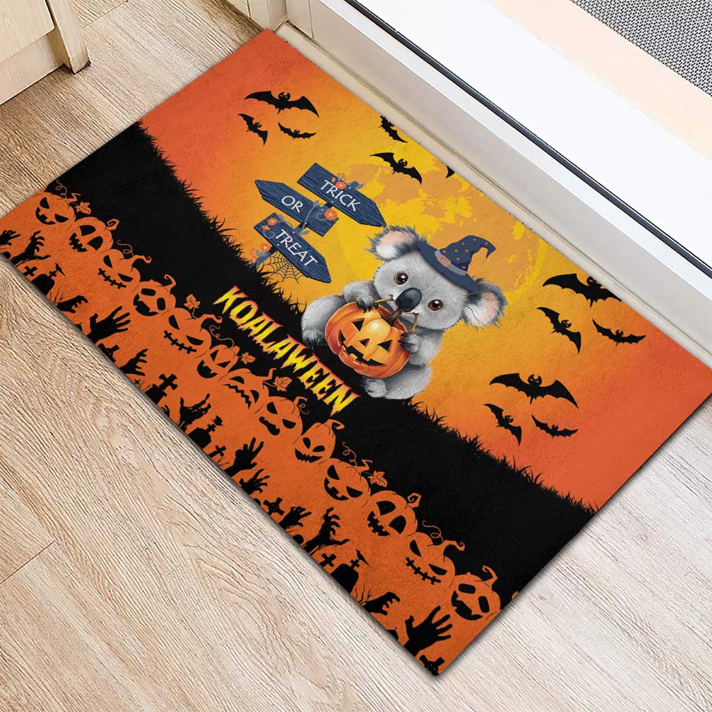 Happy Koalaween Rubber Doormat Koala Ghost Trick or Treat