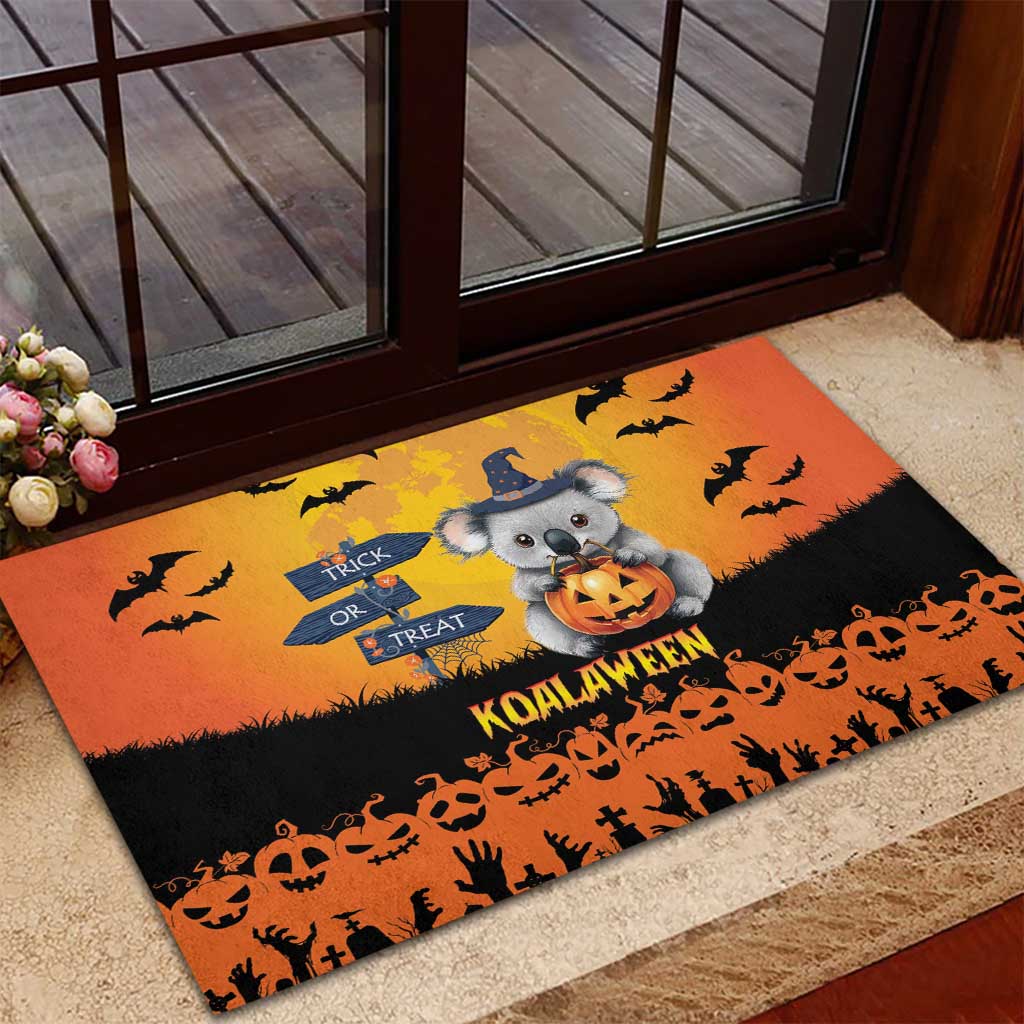 Happy Koalaween Rubber Doormat Koala Ghost Trick or Treat
