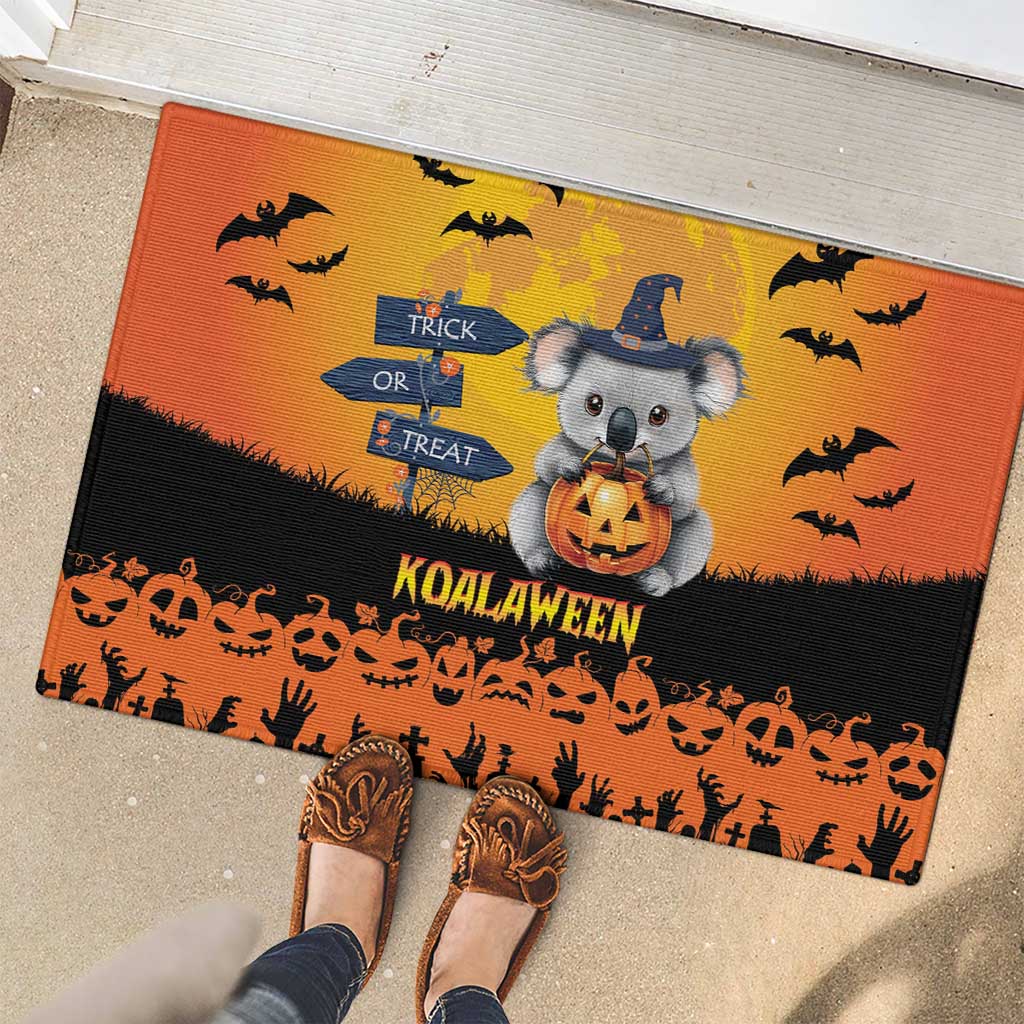Happy Koalaween Rubber Doormat Koala Ghost Trick or Treat