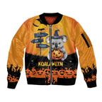 Happy Koalaween Sleeve Zip Bomber Jacket Koala Ghost Trick or Treat