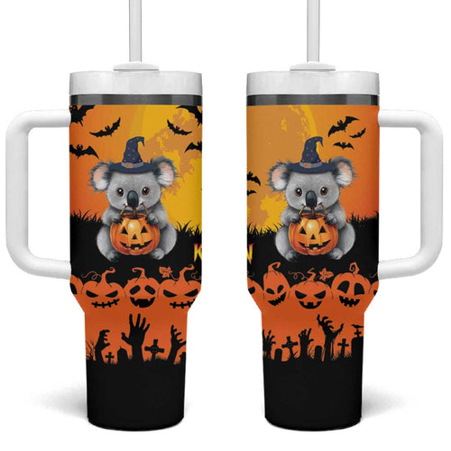 Happy Koalaween Tumbler With Handle Koala Ghost Trick or Treat