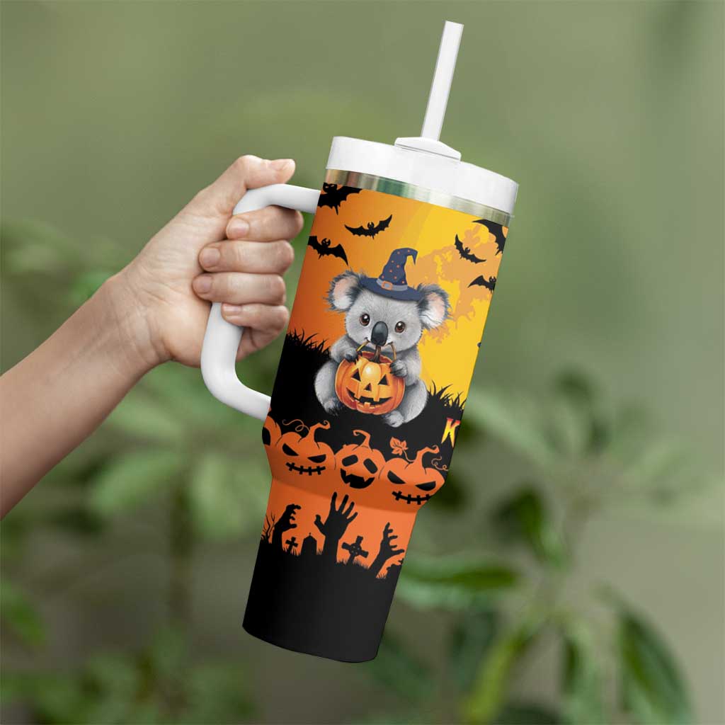 Happy Koalaween Tumbler With Handle Koala Ghost Trick or Treat