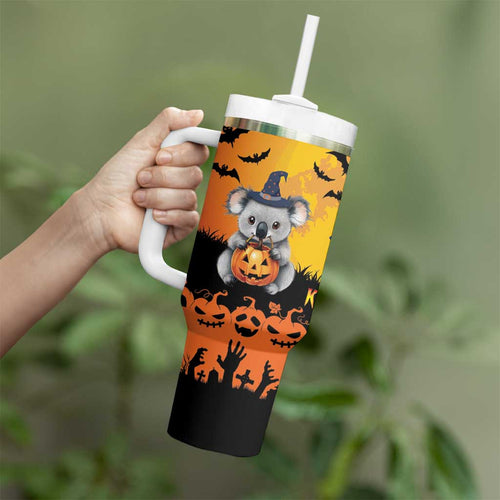 Happy Koalaween Tumbler With Handle Koala Ghost Trick or Treat