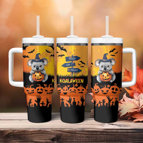 Happy Koalaween Tumbler With Handle Koala Ghost Trick or Treat
