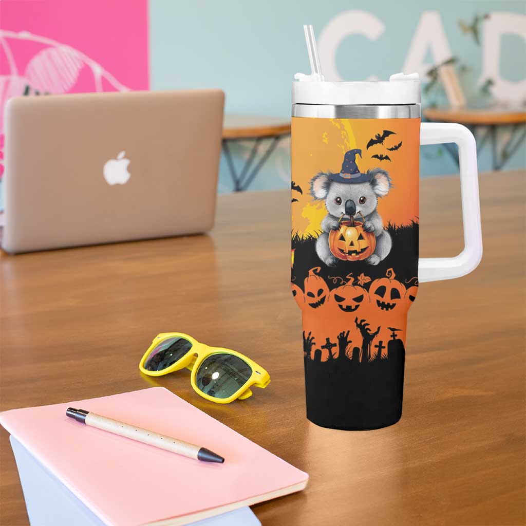 Happy Koalaween Tumbler With Handle Koala Ghost Trick or Treat