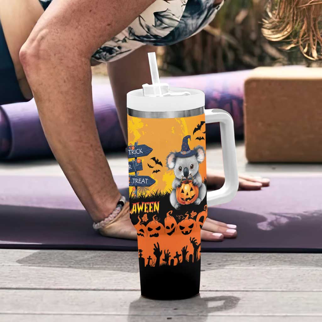 Happy Koalaween Tumbler With Handle Koala Ghost Trick or Treat
