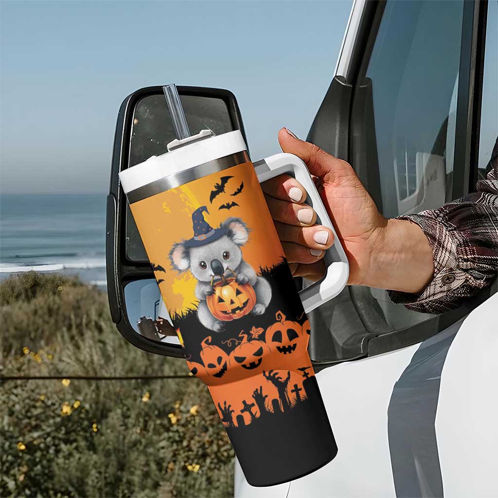 Happy Koalaween Tumbler With Handle Koala Ghost Trick or Treat