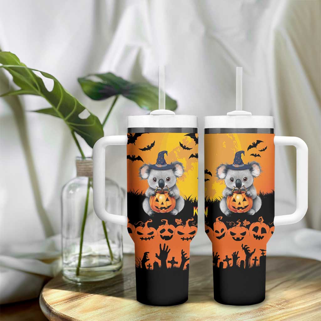 Happy Koalaween Tumbler With Handle Koala Ghost Trick or Treat