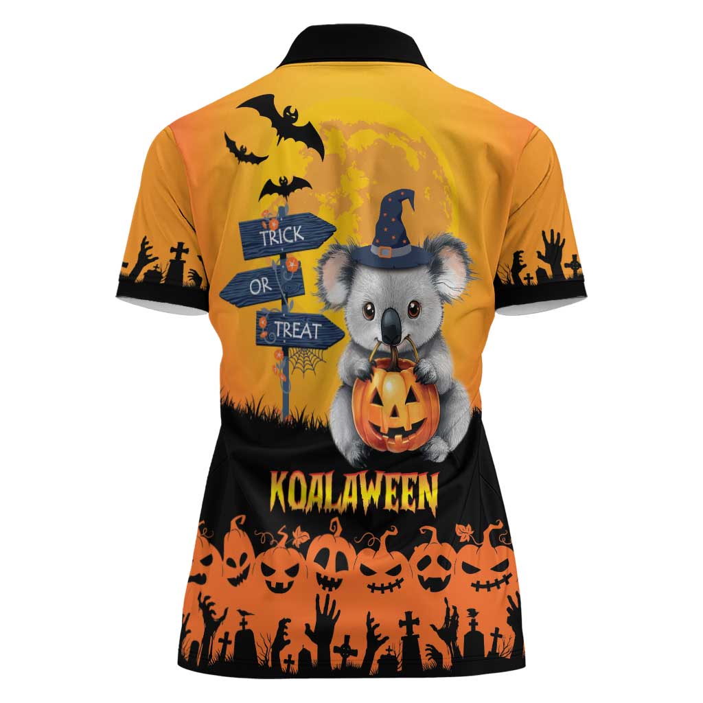 Happy Koalaween Women Polo Shirt Koala Ghost Trick or Treat