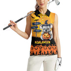 Happy Koalaween Women Sleeveless Polo Shirt Koala Ghost Trick or Treat