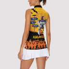 Happy Koalaween Women Sleeveless Polo Shirt Koala Ghost Trick or Treat