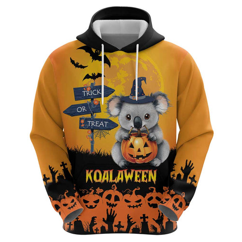 Happy Koalaween Zip Hoodie Koala Ghost Trick or Treat