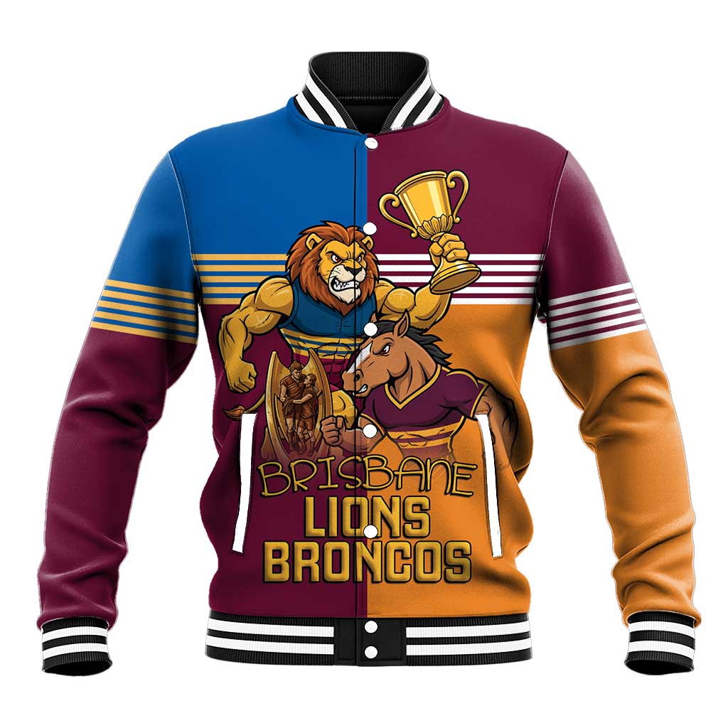 Brisbane Pride Lions and Broncos Baseball Jacket - Aussie Hoodie