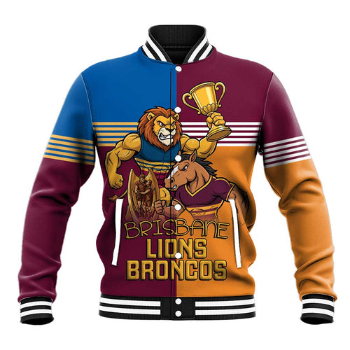 Brisbane Pride Lions and Broncos Baseball Jacket - Aussie Hoodie