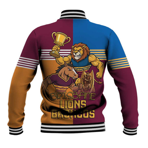 Brisbane Pride Lions and Broncos Baseball Jacket - Aussie Hoodie