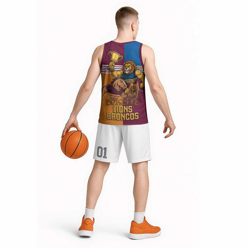 Brisbane Pride Lions and Broncos Basketball Jersey - Aussie Hoodie