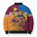 Brisbane Pride Lions and Broncos Bomber Puffer Jacket - Aussie Hoodie