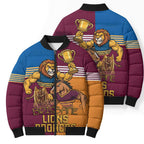 Brisbane Pride Lions and Broncos Bomber Puffer Jacket - Aussie Hoodie