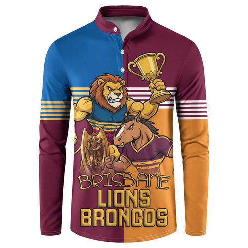 Brisbane Pride Lions and Broncos Button Sweatshirt - Aussie Hoodie