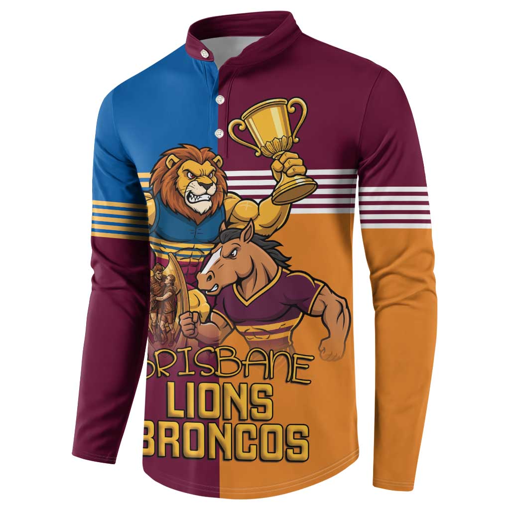 Brisbane Pride Lions and Broncos Button Sweatshirt - Aussie Hoodie