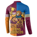 Brisbane Pride Lions and Broncos Button Sweatshirt - Aussie Hoodie