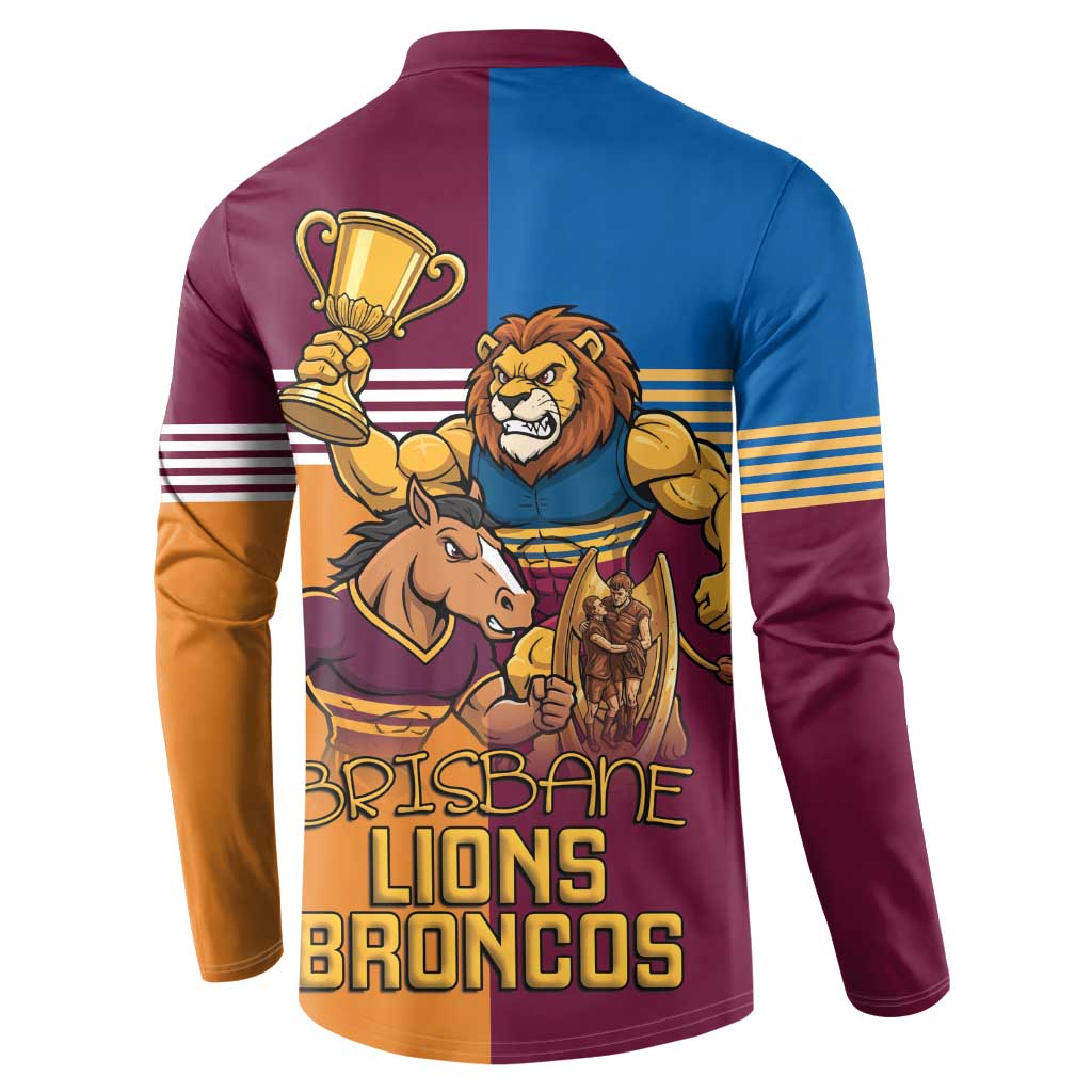 Brisbane Pride Lions and Broncos Button Sweatshirt - Aussie Hoodie