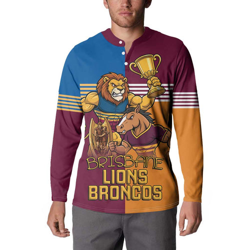 Brisbane Pride Lions and Broncos Button Sweatshirt - Aussie Hoodie
