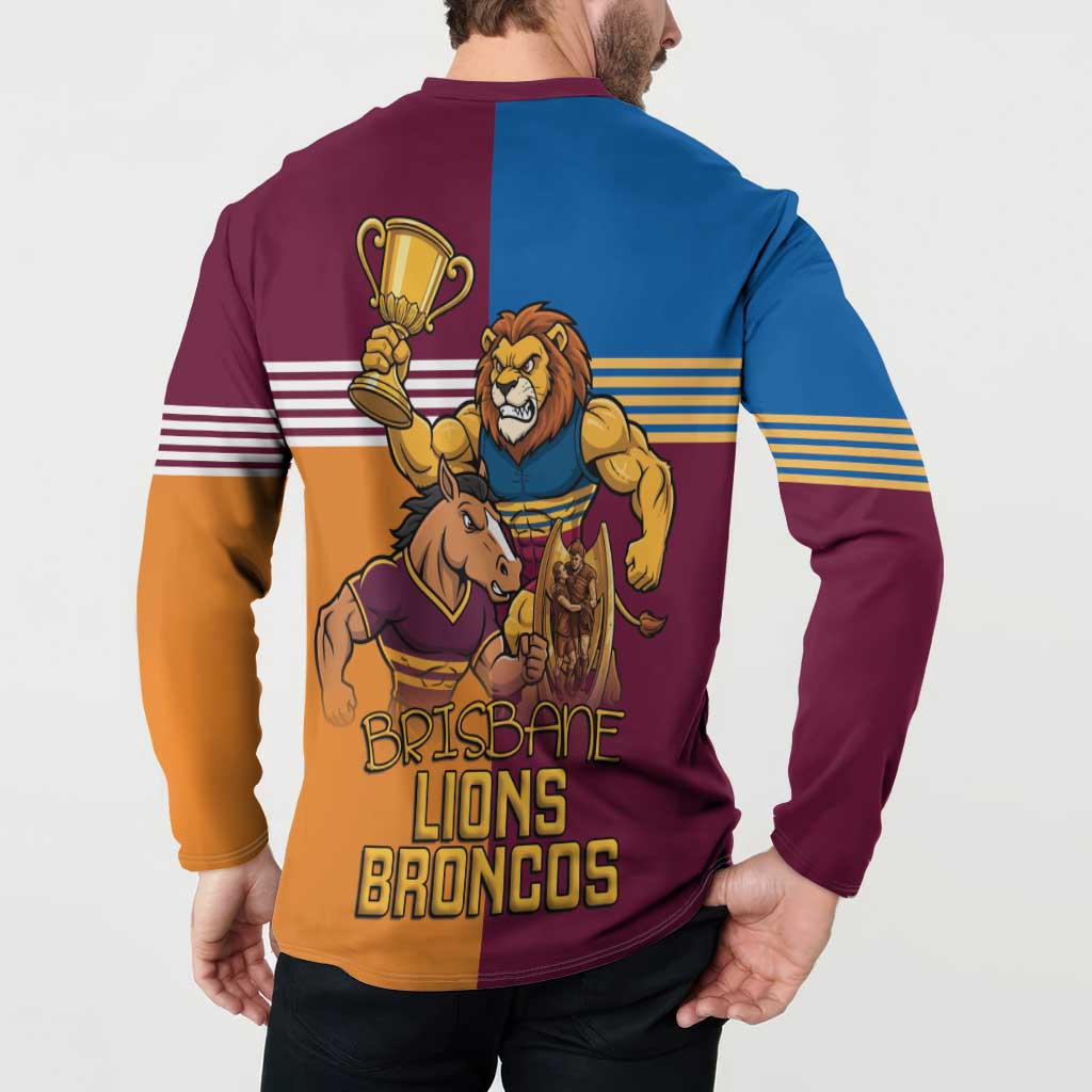 Brisbane Pride Lions and Broncos Button Sweatshirt - Aussie Hoodie