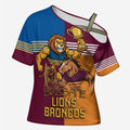 Brisbane Pride Lions and Broncos Cross Shoulder Shirt - Aussie Hoodie