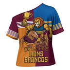 Brisbane Pride Lions and Broncos Cross Shoulder Shirt - Aussie Hoodie