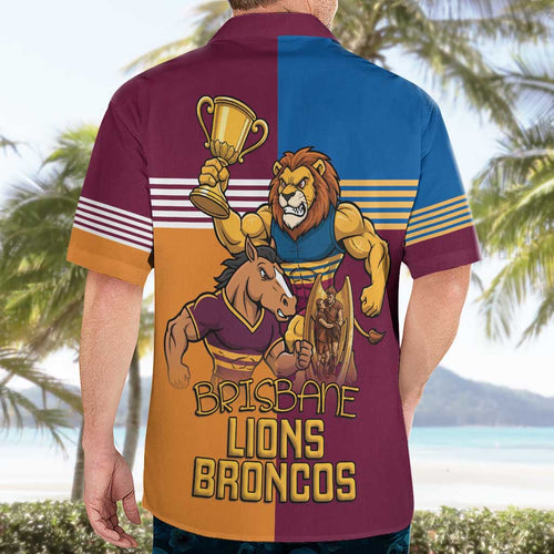 Brisbane Pride Lions and Broncos Hawaiian Shirt - Aussie Hoodie