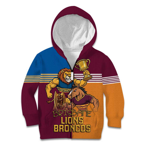 Brisbane Pride Lions and Broncos Kid Hoodie - Aussie Hoodie