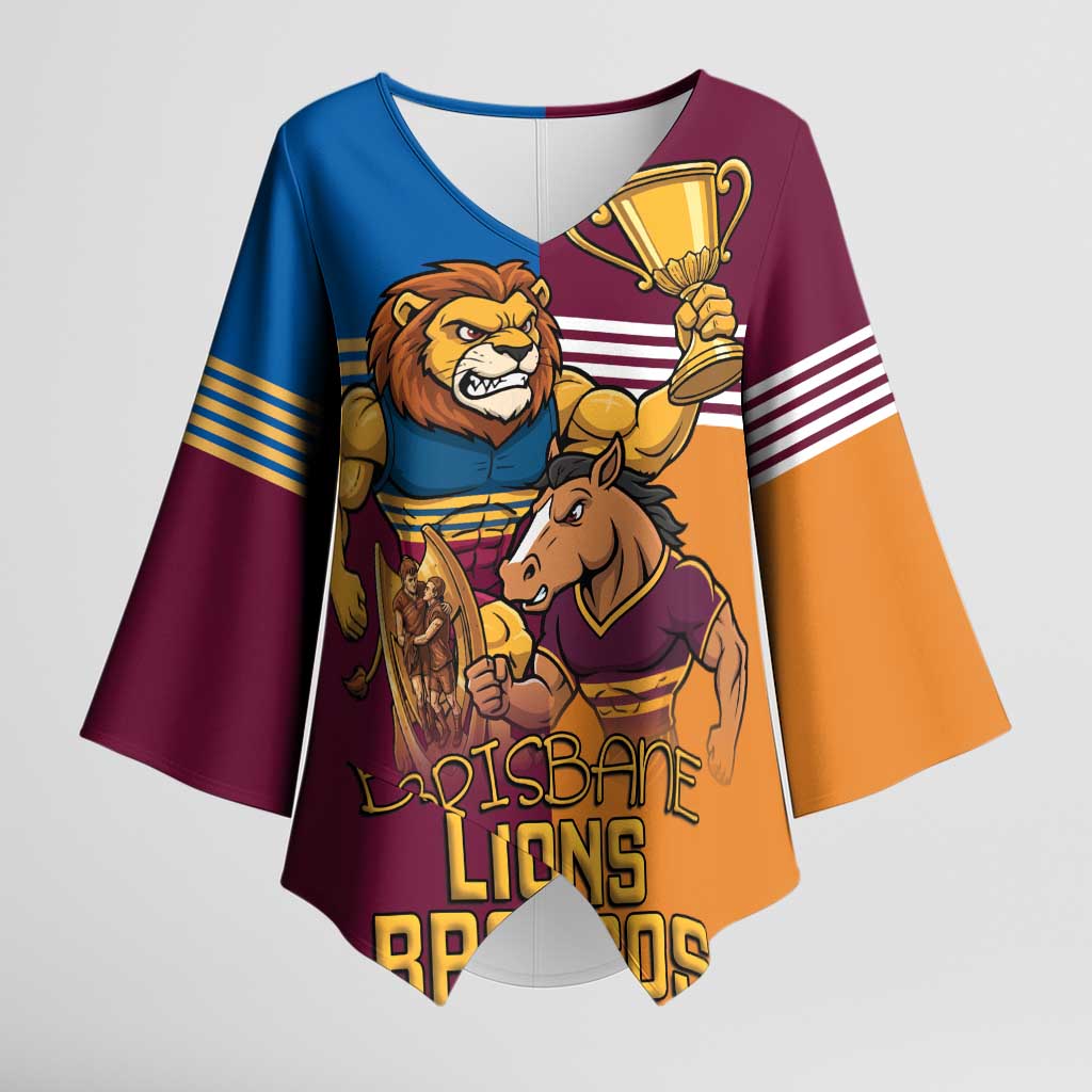 Brisbane Pride Lions and Broncos Kimono Sleeve Blouse - Aussie Hoodie