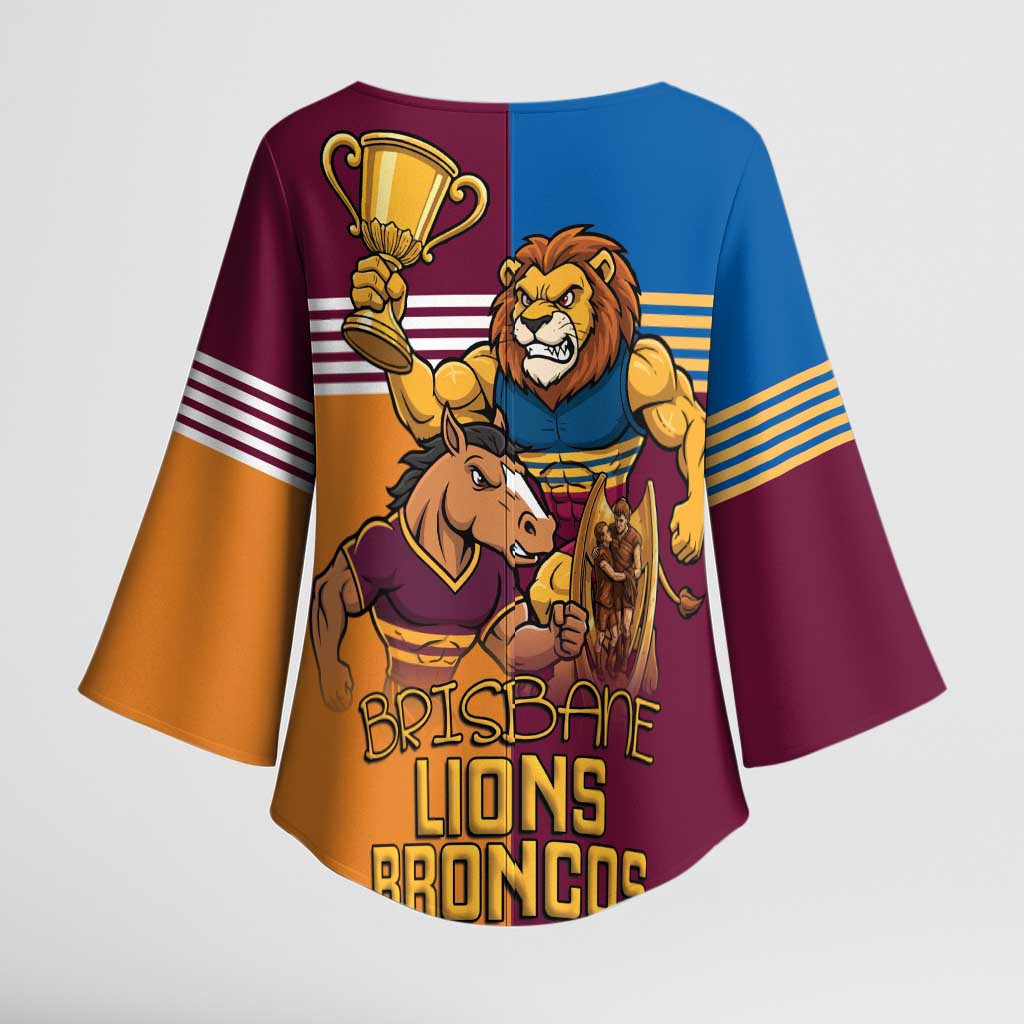 Brisbane Pride Lions and Broncos Kimono Sleeve Blouse - Aussie Hoodie
