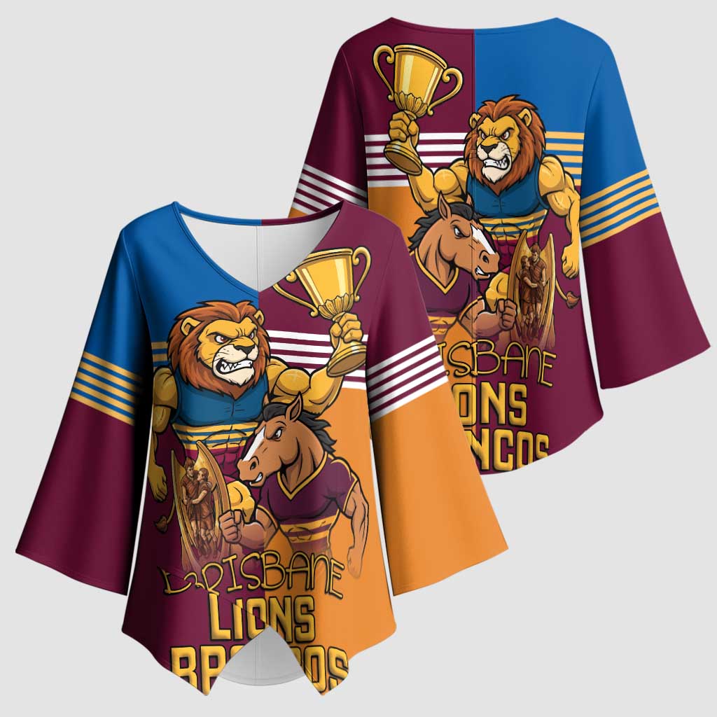 Brisbane Pride Lions and Broncos Kimono Sleeve Blouse - Aussie Hoodie