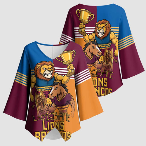 Brisbane Pride Lions and Broncos Kimono Sleeve Blouse - Aussie Hoodie