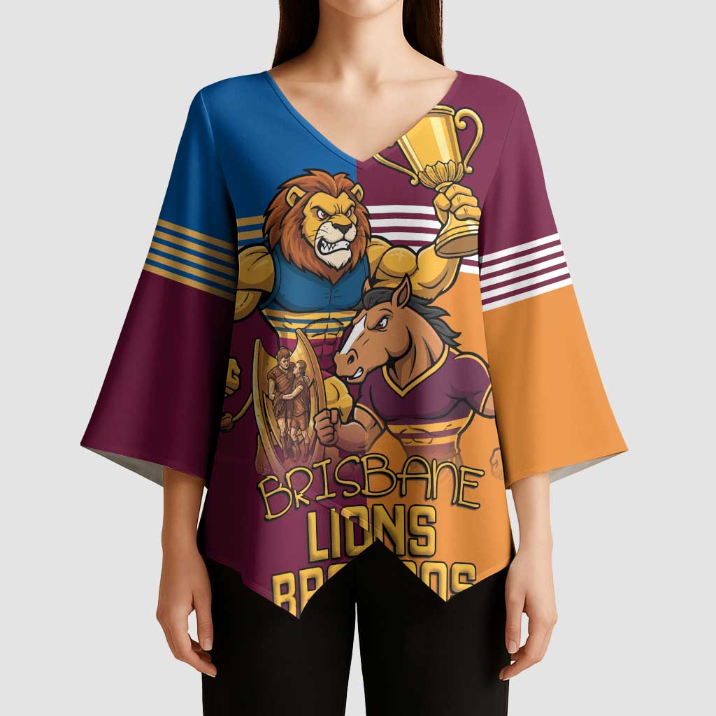 Brisbane Pride Lions and Broncos Kimono Sleeve Blouse - Aussie Hoodie