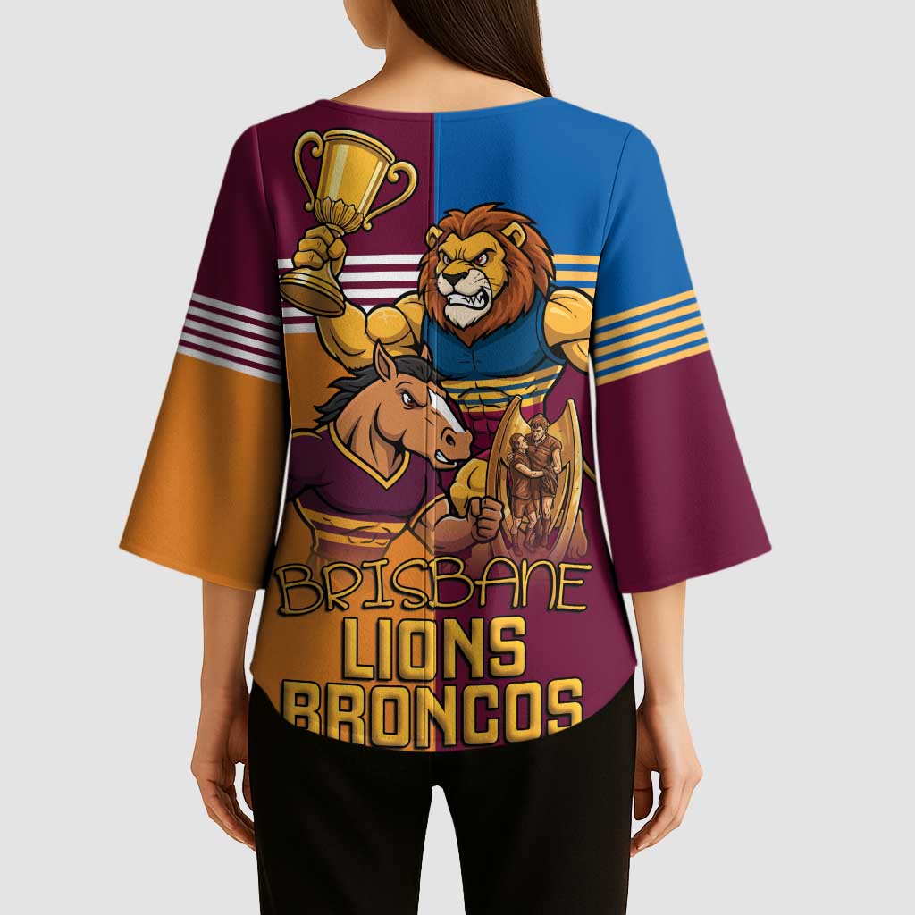Brisbane Pride Lions and Broncos Kimono Sleeve Blouse - Aussie Hoodie